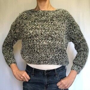 Lumiere Chunky Knit Slouchy Oversized Sweater, S SM Small Multicolor Fuzzy Warm